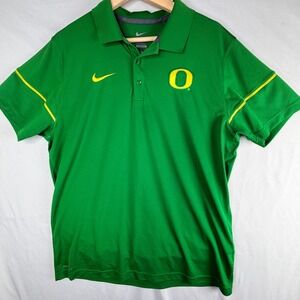 Nike Oregon Ducks Dri-FIT Polo Shirt Mens Large Green Yellow NCAA Golf 1612